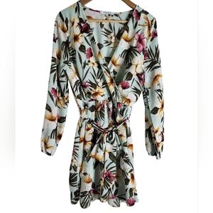 Floral Wrap Dress with Long Sleeves